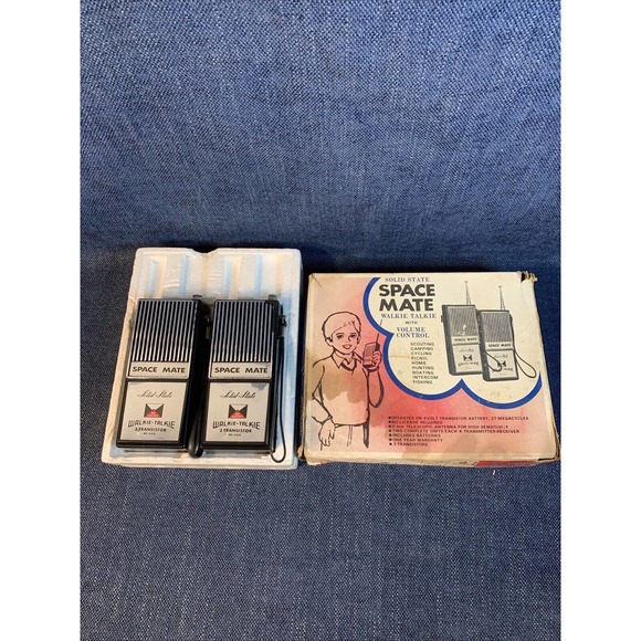Vintage IOB 1970's Space Mate Walkie Talkie Set NOT TESTED FOR PARTS OR REPAIR